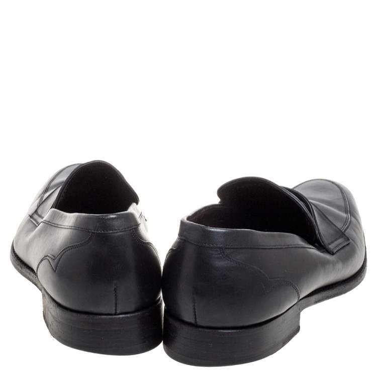Pre Owned Ermenegildo Zegna Black Leather Penny Loafers Size 45