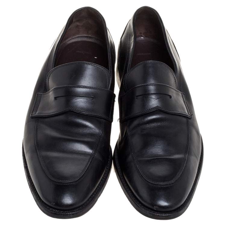 Pre Owned Ermenegildo Zegna Black Leather Penny Loafers Size 45