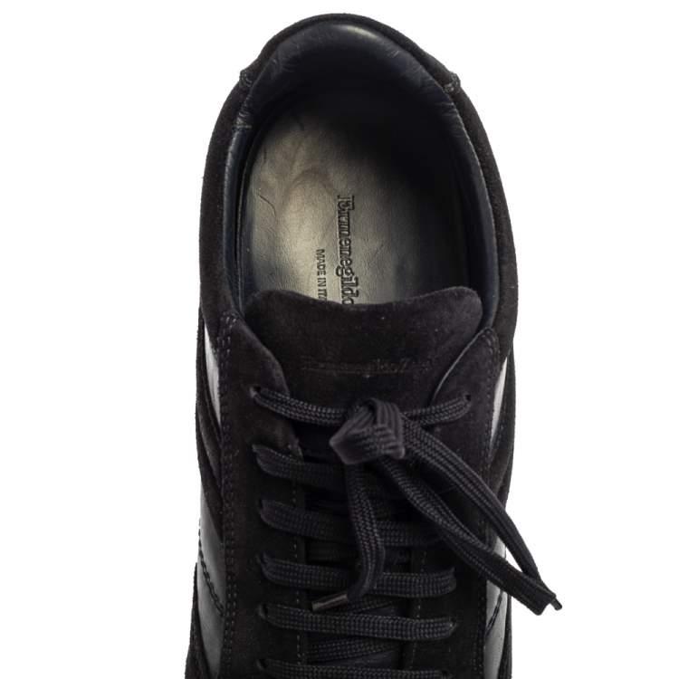 Pre Owned Ermenegildo Zegna Blue Suede Leather Low Top Sneakers Size 41.5 