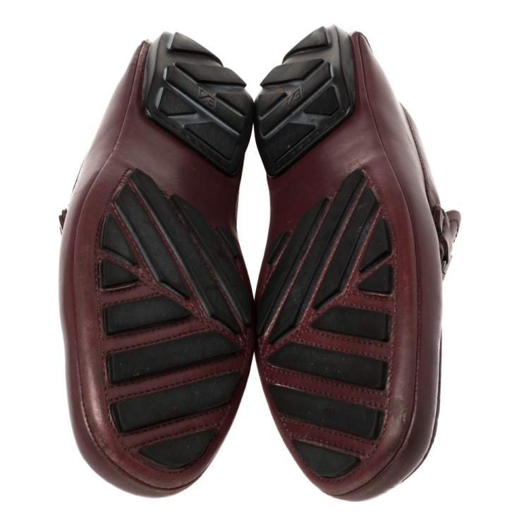 Pre Owned Ermenegildo Zegna Burgundy Leather Loafers Size 43