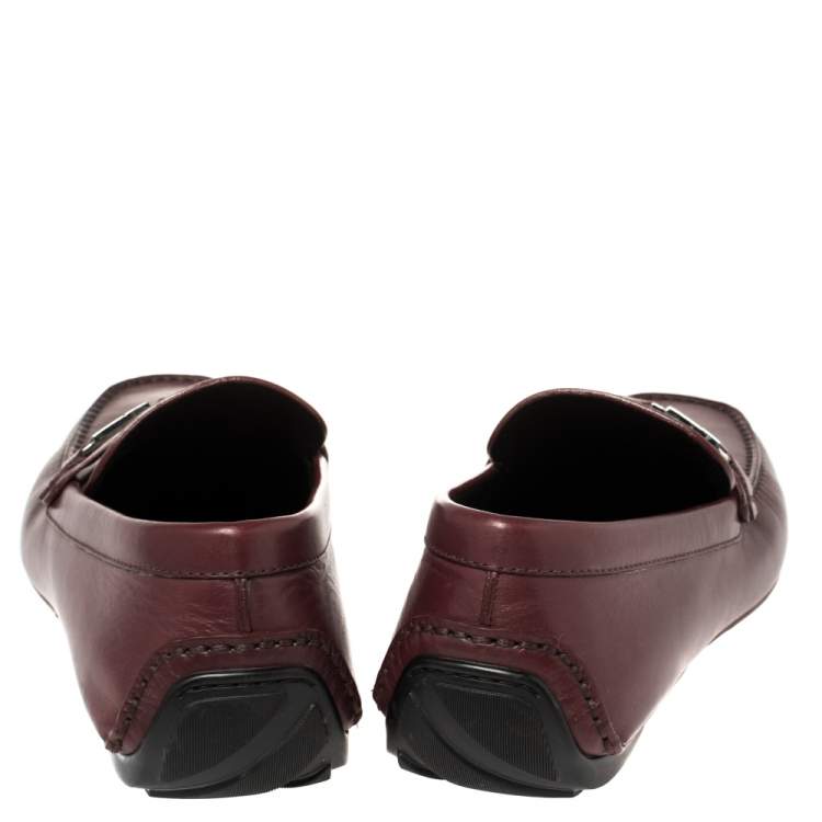 Pre Owned Ermenegildo Zegna Burgundy Leather Loafers Size 43