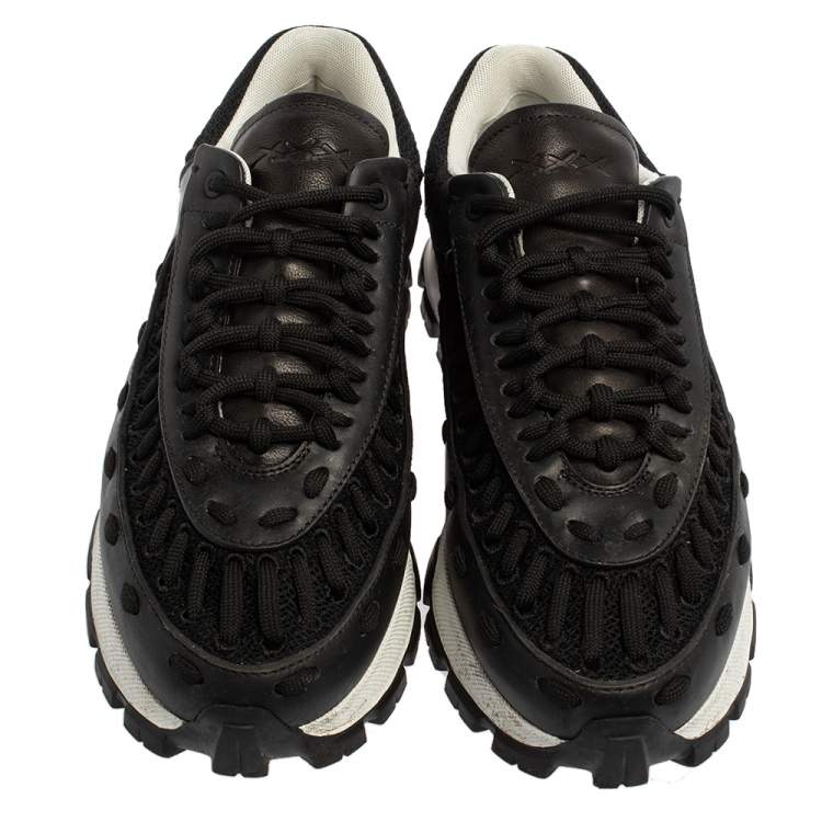 Pre Owned Ermenegildo Zegna Couture Black Leather and Mesh Claudio Sneakers Size 43