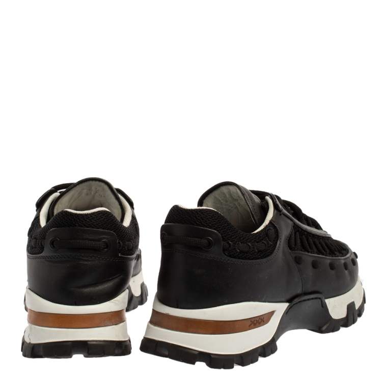 Pre Owned Ermenegildo Zegna Couture Black Leather and Mesh Claudio Sneakers Size 43