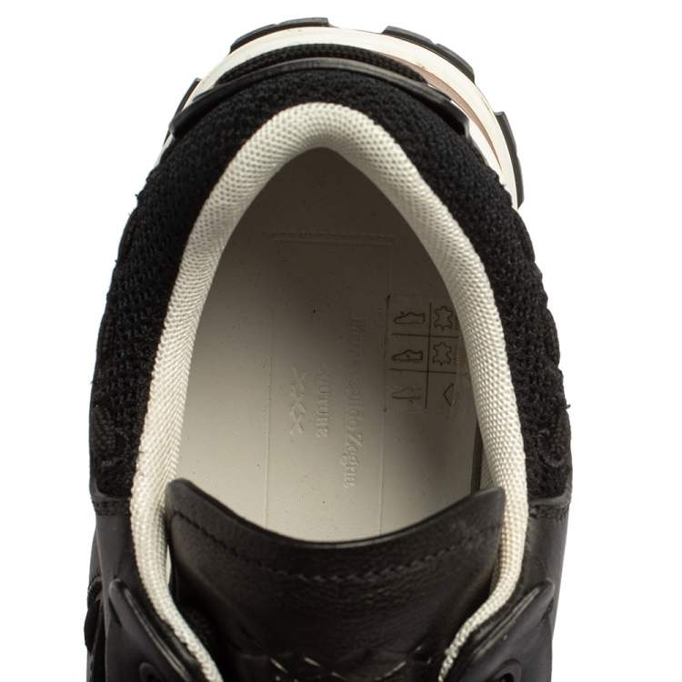 Pre Owned Ermenegildo Zegna Couture Black Leather and Mesh Claudio Sneakers Size 43