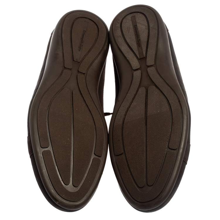 Pre Owned Ermenegildo Zegna Brown Canvas Low Top Sneakers Size 43.5