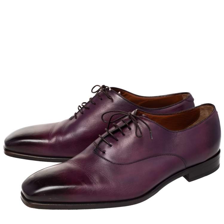 Pre Owned Ermenegildo Zegna Burgundy Leather Lace Up Oxfords Size 43