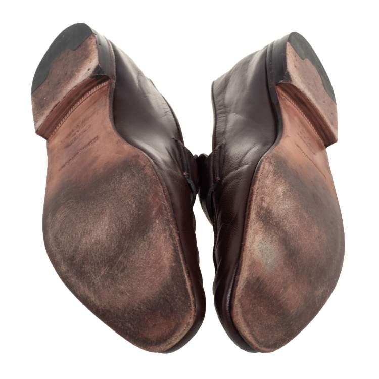 Pre Owned Ermenegildo Zegna Brown Leather Penny Loafers Size 44.5