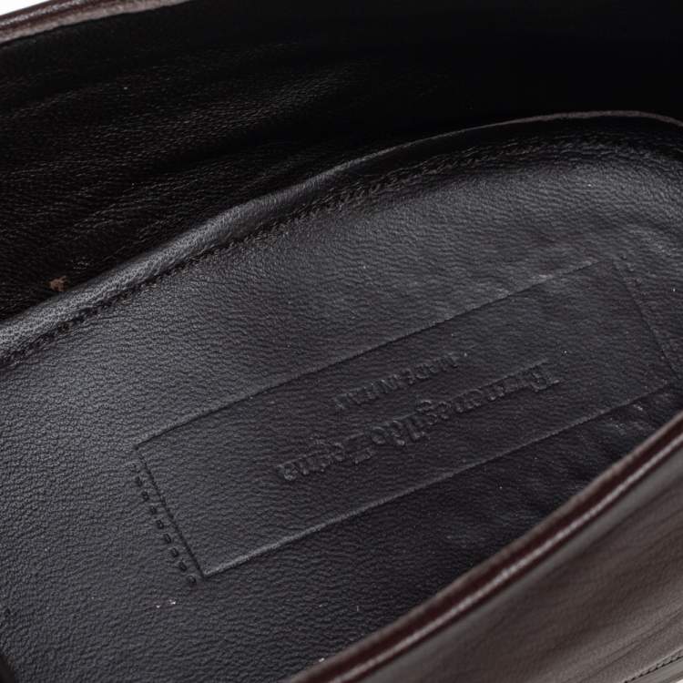 Pre Owned Ermenegildo Zegna Brown Leather Penny Loafers Size 44.5