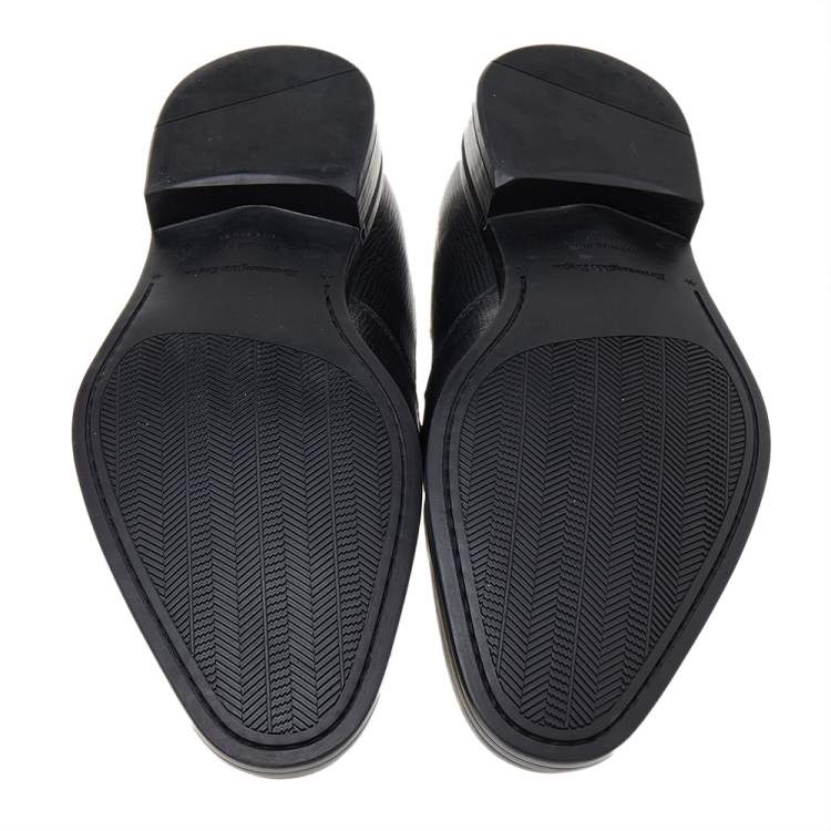 Pre Owned Ermenegildo Zegna Black Leather Slip on Loafers Size 41