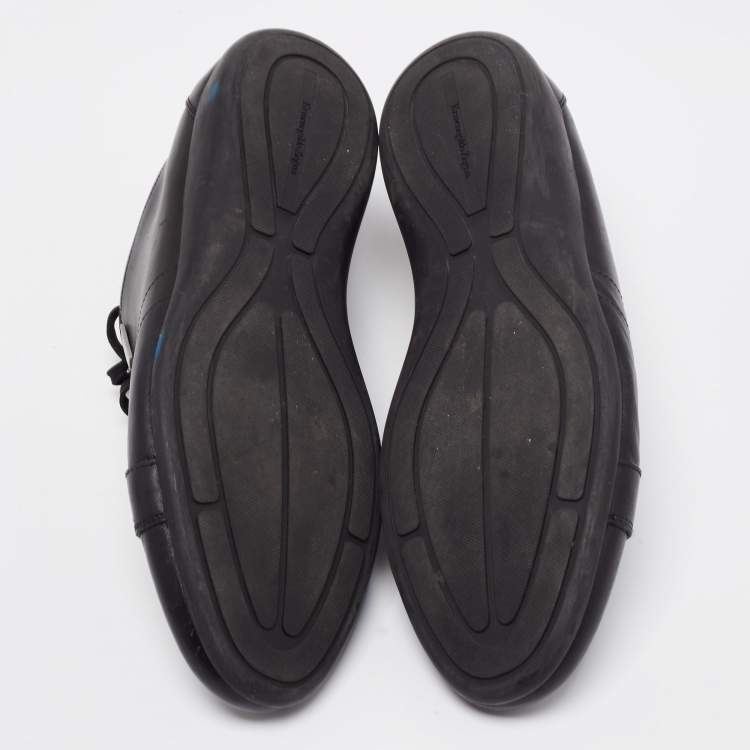 Pre Owned Ermenegildo Zegna Black Leather Low Top Sneakers Size 41.5