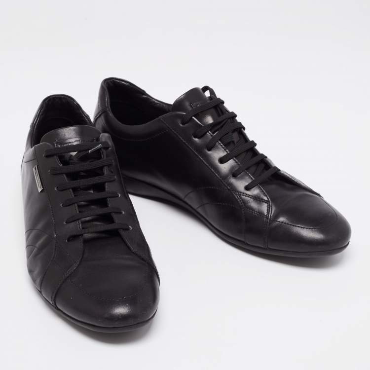 Pre Owned Ermenegildo Zegna Black Leather Low Top Sneakers Size 41.5