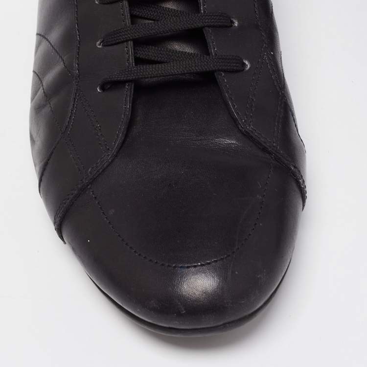 Pre Owned Ermenegildo Zegna Black Leather Low Top Sneakers Size 41.5