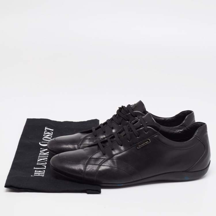 Pre Owned Ermenegildo Zegna Black Leather Low Top Sneakers Size 41.5