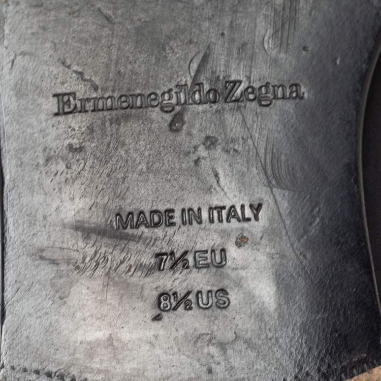 Pre Owned Ermenegildo Zegna Black Leather Buckle Loafers Size 41.5