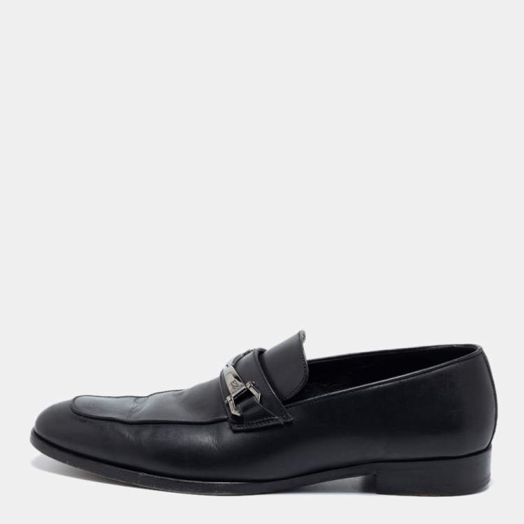 Pre Owned Ermenegildo Zegna Black Leather Buckle Loafers Size 41.5