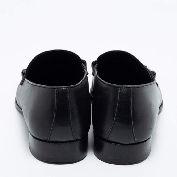 Pre Owned Ermenegildo Zegna Black Leather Buckle Loafers Size 41.5