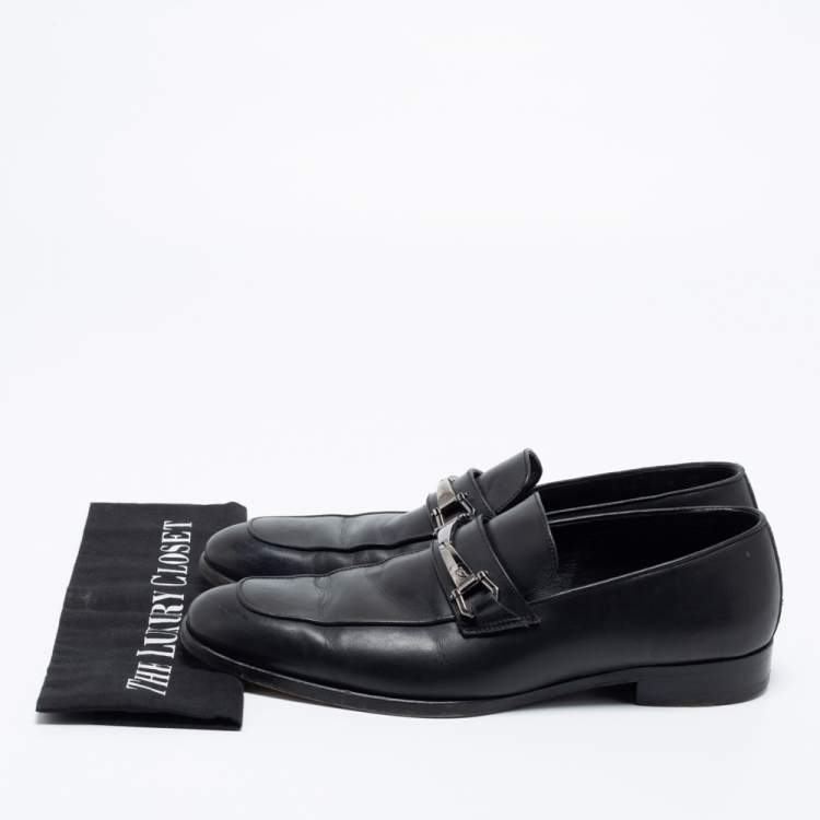 Pre Owned Ermenegildo Zegna Black Leather Buckle Loafers Size 41.5