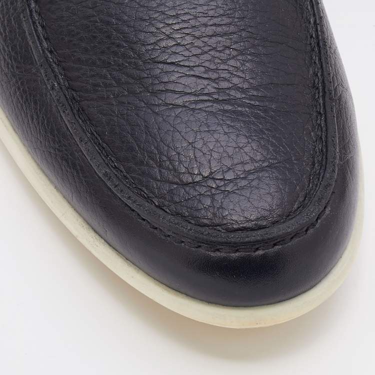 Pre Owned Ermenegildo Zegna Black Leather Slip On Penny Slip On Loafers Size 43.5