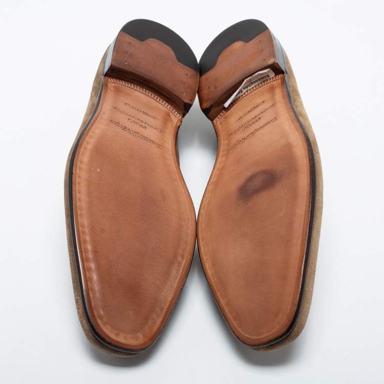 Pre Owned Ermenegildo Zegna Brown Suede Slip On Loafers Size 42.5