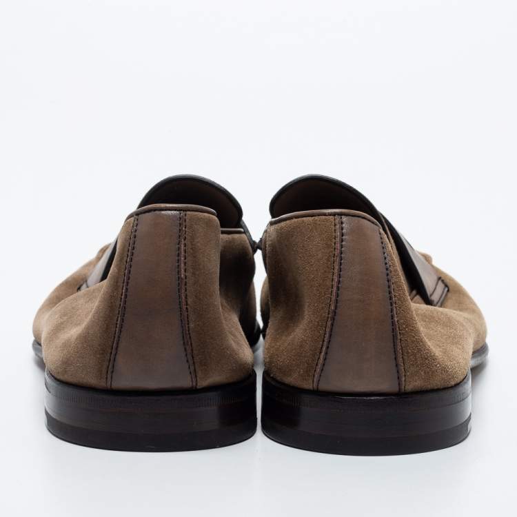 Pre Owned Ermenegildo Zegna Brown Suede Slip On Loafers Size 42.5