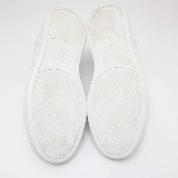 Pre Owned Ermenegildo Zegna White Leather Triple Stitch Low Top Sneakers Size 42