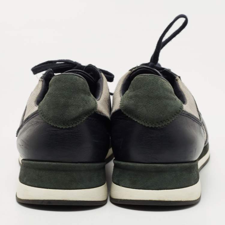 Pre Owned Ermenegildo Zegna Tricolor Suede, Leather and Canvas Low Top Sneakers Size 44