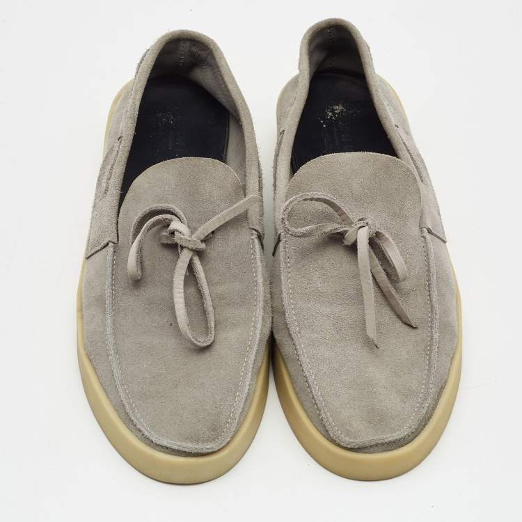 Pre Owned Ermenegildo Zegna Grey Suede Slip On Loafers Size 43