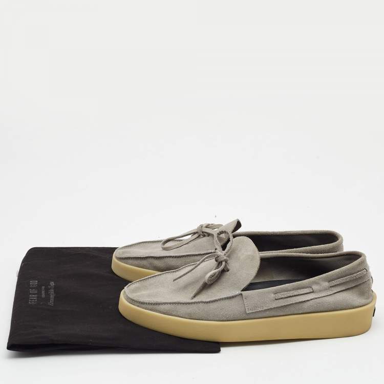 Pre Owned Ermenegildo Zegna Grey Suede Slip On Loafers Size 43