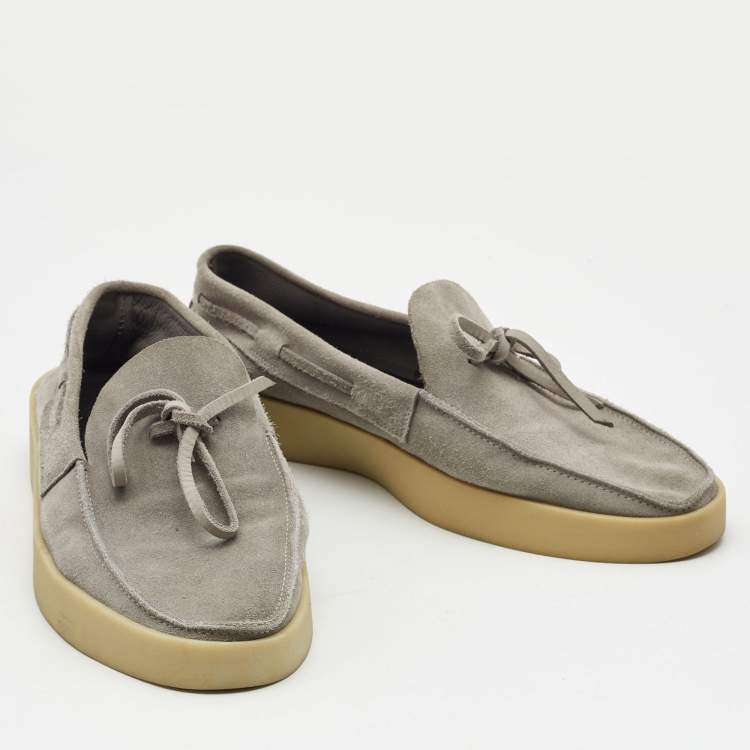 Pre Owned Ermenegildo Zegna Grey Suede Slip On Loafers Size 43
