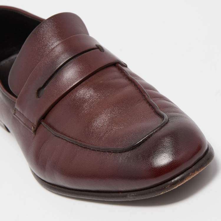 Pre Owned  Ermenegildo Zegna Brown Leather Slip On Loafers Size 42.5