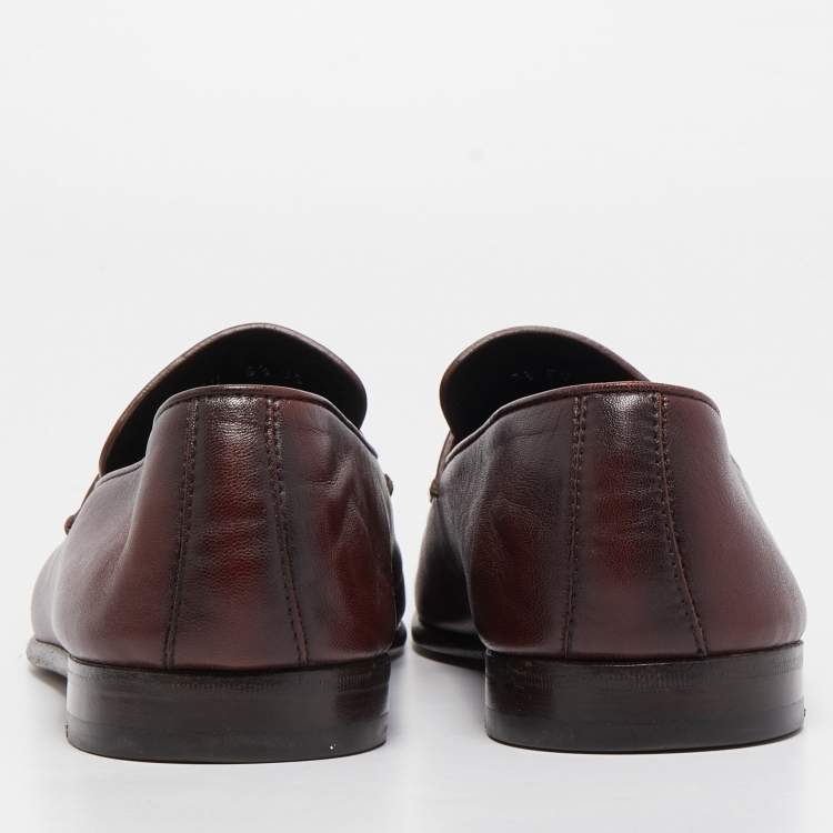 Pre Owned  Ermenegildo Zegna Brown Leather Slip On Loafers Size 42.5
