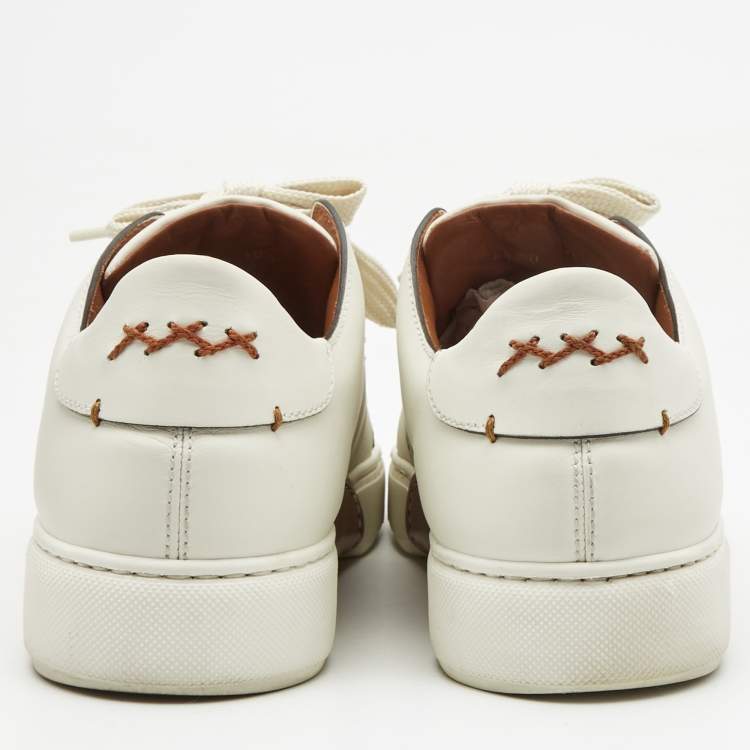 Pre Owned Ermenegildo Zegna White Leather Tiziano Low Top Sneakers Size 40.5