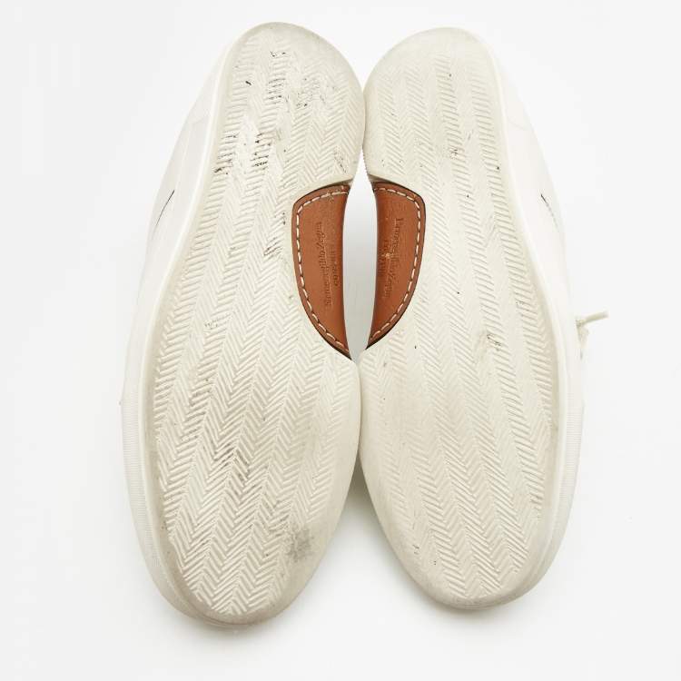 Pre Owned Ermenegildo Zegna White Leather Tiziano Low Top Sneakers Size 40.5