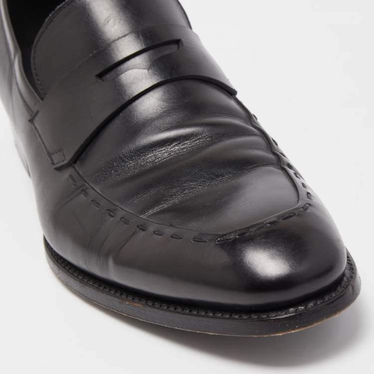 Pre Owned Ermenegildo Zegna Black Leather Penny Loafers Size 43 