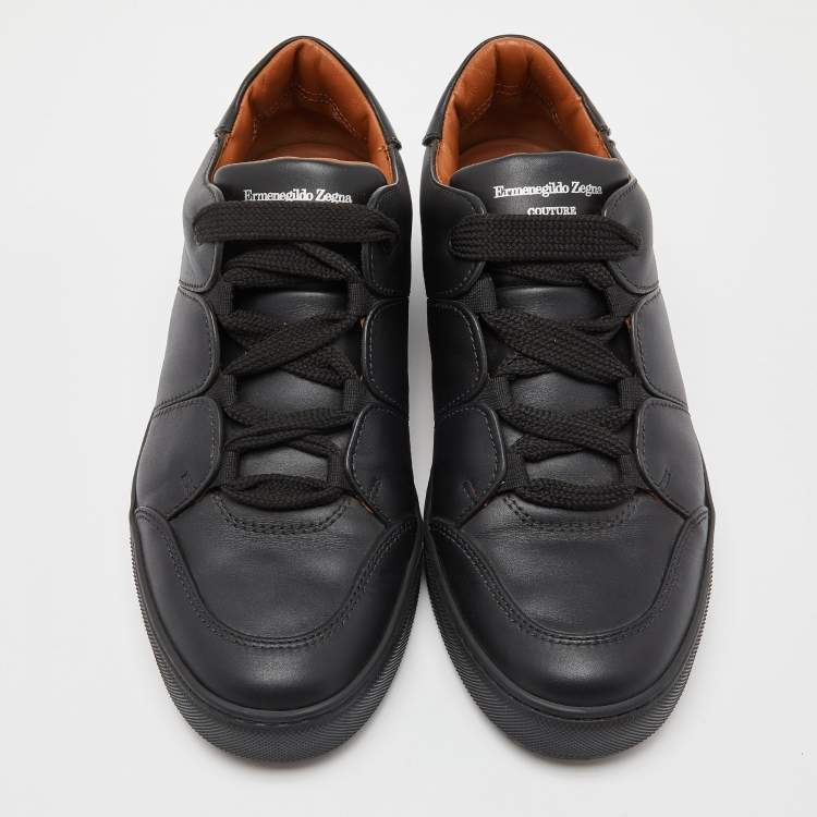 Pre Owned Ermenegildo Zegna Black Leather Tiziano Sneakers Size 41