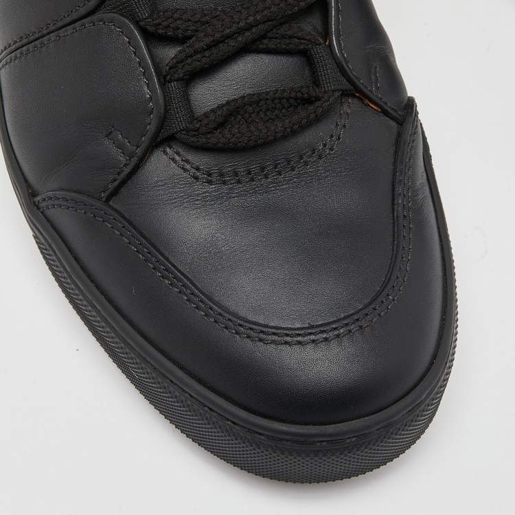 Pre Owned Ermenegildo Zegna Black Leather Tiziano Sneakers Size 41
