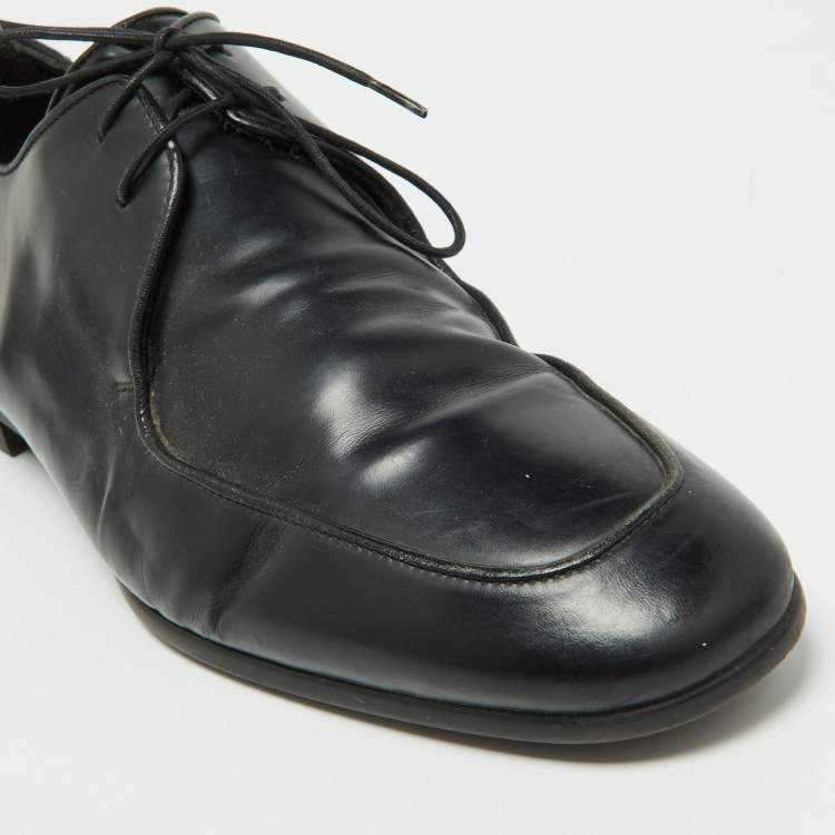 Pre Owned Ermenegildo Zegna Black Leather Oxfords Size 41
