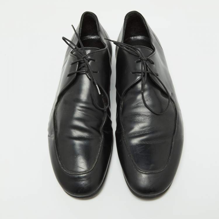 Pre Owned Ermenegildo Zegna Black Leather Oxfords Size 41