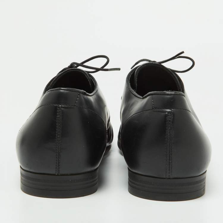 Pre Owned Ermenegildo Zegna Black Leather Oxfords Size 41