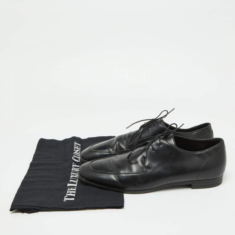 Pre Owned Ermenegildo Zegna Black Leather Oxfords Size 41