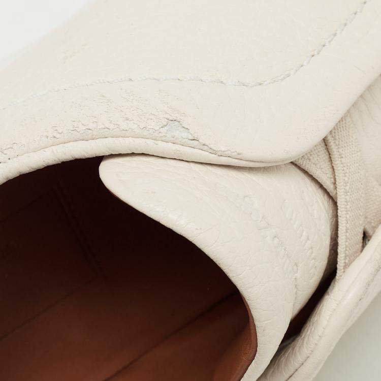 Pre Owned Ermenegildo Zegna Cream Leather Triple Stitch Low Top Sneakers  Size 44