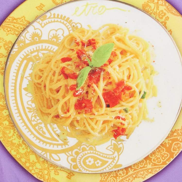 Pre Owned Etro Yellow/Purple Printed Silk Pocket Square 