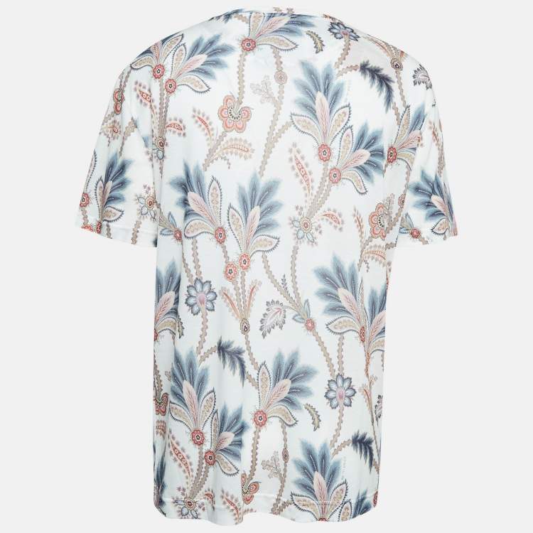Pre Owned Etro White Paisley Print Jersey T-Shirt XXXL