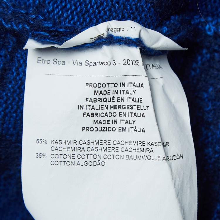 مملوكة مسبقًا Etro Blue Paisley Knit Crew Neck Sweater XXL