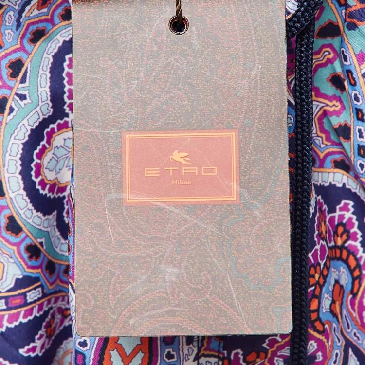 Pre Owned Etro Pink Paisley Print Nylon Swim Shorts L