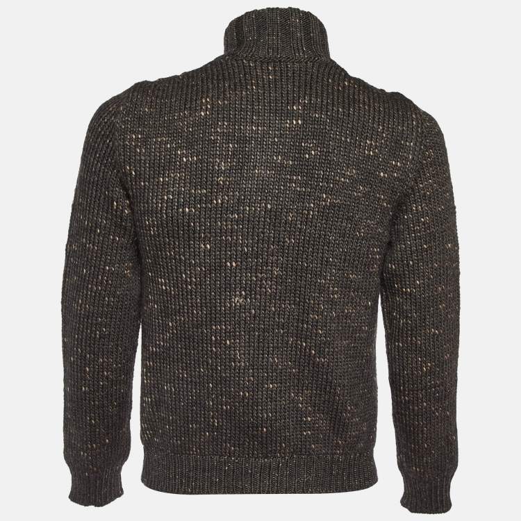 Pre Owned Etro Grey Cable Knit Wool Button front Cardigan M 