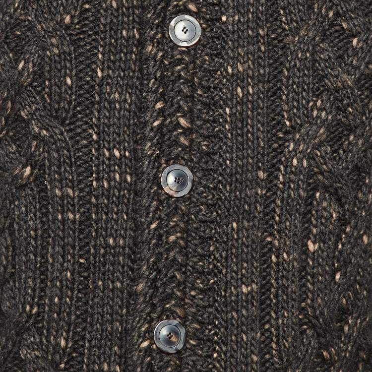 Pre Owned Etro Grey Cable Knit Wool Button front Cardigan M 