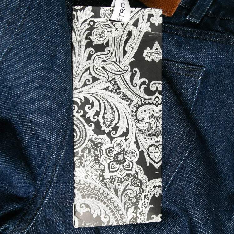 Pre Owned Etro Blue Denim Badge Detail Jeans M Waist 38"