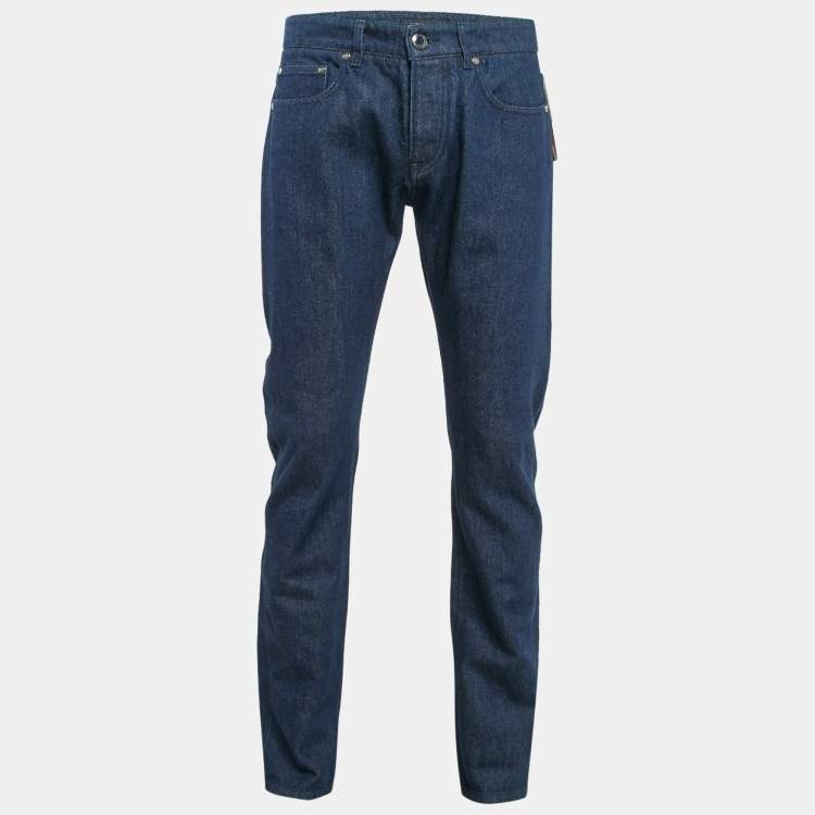 Pre Owned Etro Blue Denim Badge Detail Jeans M Waist 38"