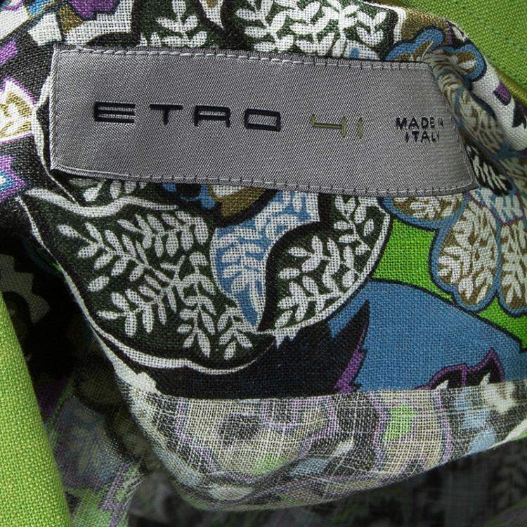 Pre Owned Etro Multicolor Printed Linen Long Sleeve Button Front Shirt L